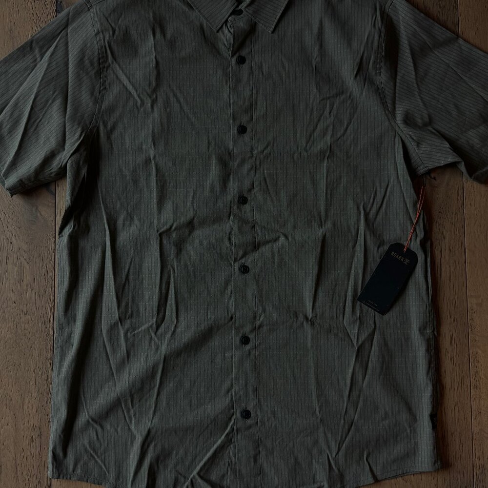 Roark NWT Gray Ultralight Perforated Button Up Shirt